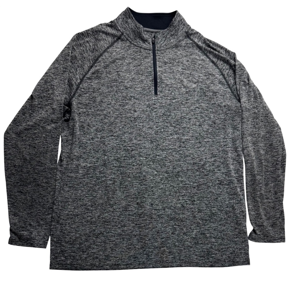 Under Armour Mens HeatGear 1/4‎ Zip Pullover Gray Black Large Loose activewear